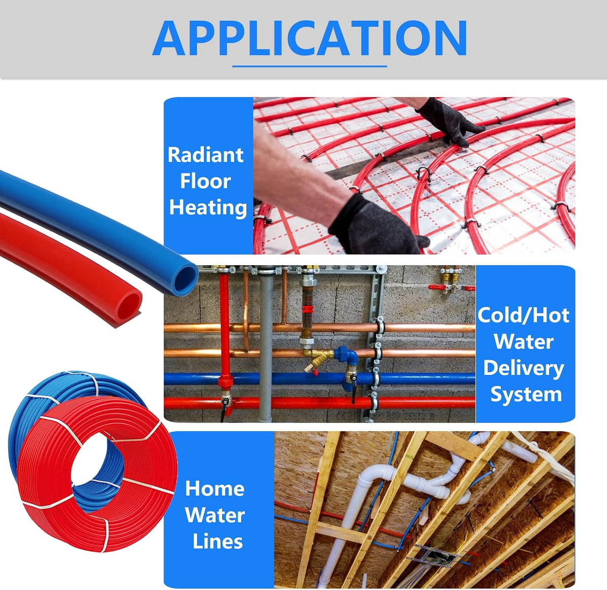(All-in-One) GUOFIS 3/4 Inch PEX-B Pipe,2x100FT Blue&Red Pex Tubing,Plumbing Pipe kit for Portable Water